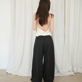 Original Wool Tuck Wide Pants / Black