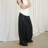Original Wool Tuck Wide Pants / Black