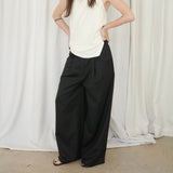 Original Wool Tuck Wide Pants / Black