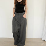 Original Wool Tuck Wide Pants / Grey