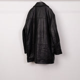 Leather High Neck Zip Jacket Black