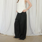 Original Wool Tuck Wide Pants / Black