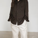 Original Faux Suede Shirt / Dark Brown