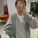 Cashmere V Neck Knit Light Grey